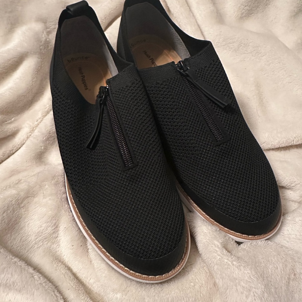 Hush Puppies Black Knit Slip-On Loafers
